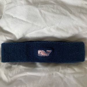 Vineyard Vines navy blue and pink whale sweat headband. unisex one size. Elastic
